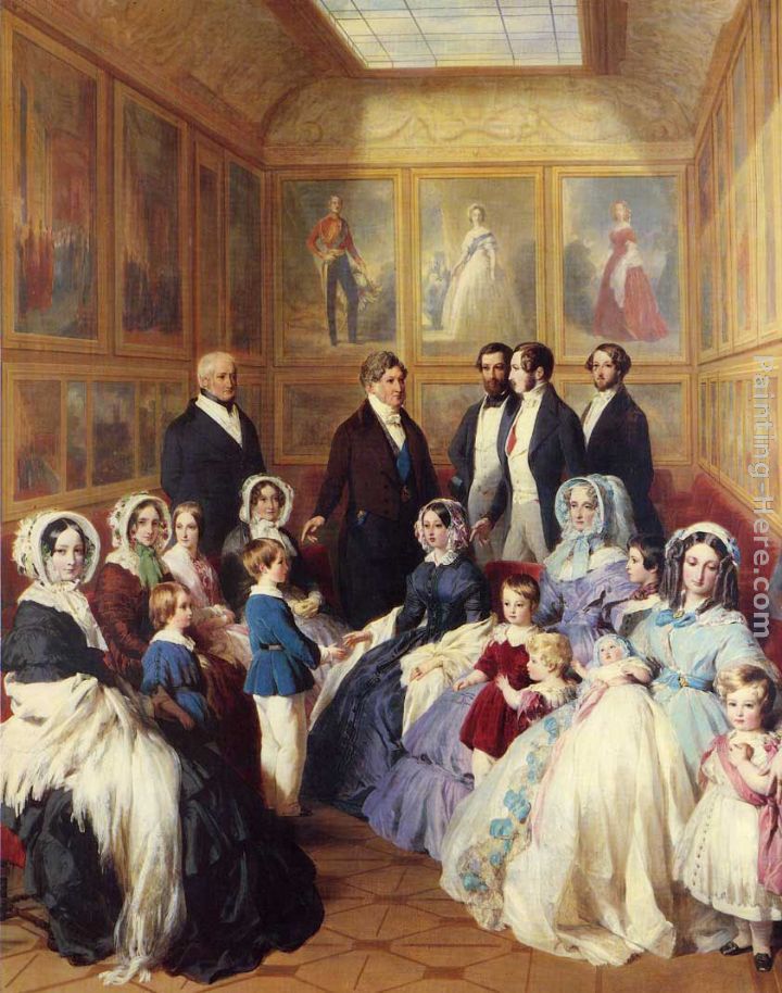 Queen Victoria and Prince Albert with the Family of King Louis Philippe at the Chateau D'Eu painting - Franz Xavier Winterhalter Queen Victoria and Prince Albert with the Family of King Louis Philippe at the Chateau D'Eu art painting